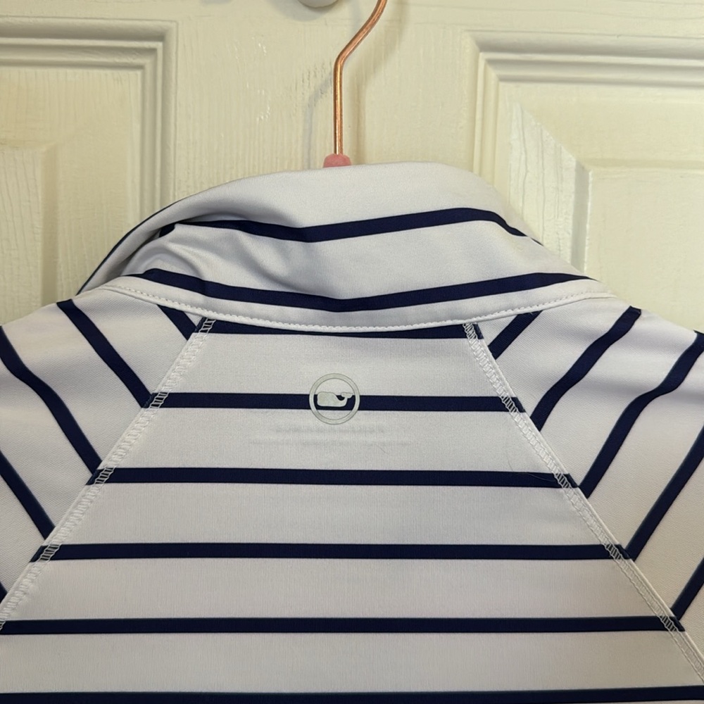 Vineyard Vines Navy and White Striped Quarter-Zip Pullover - Picture 6 of 7